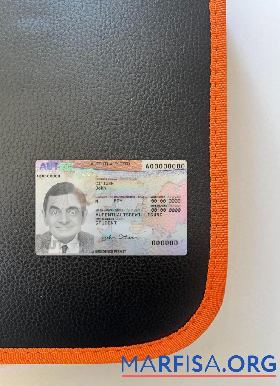 Printable Austria residence permit 2023 present photolook front example